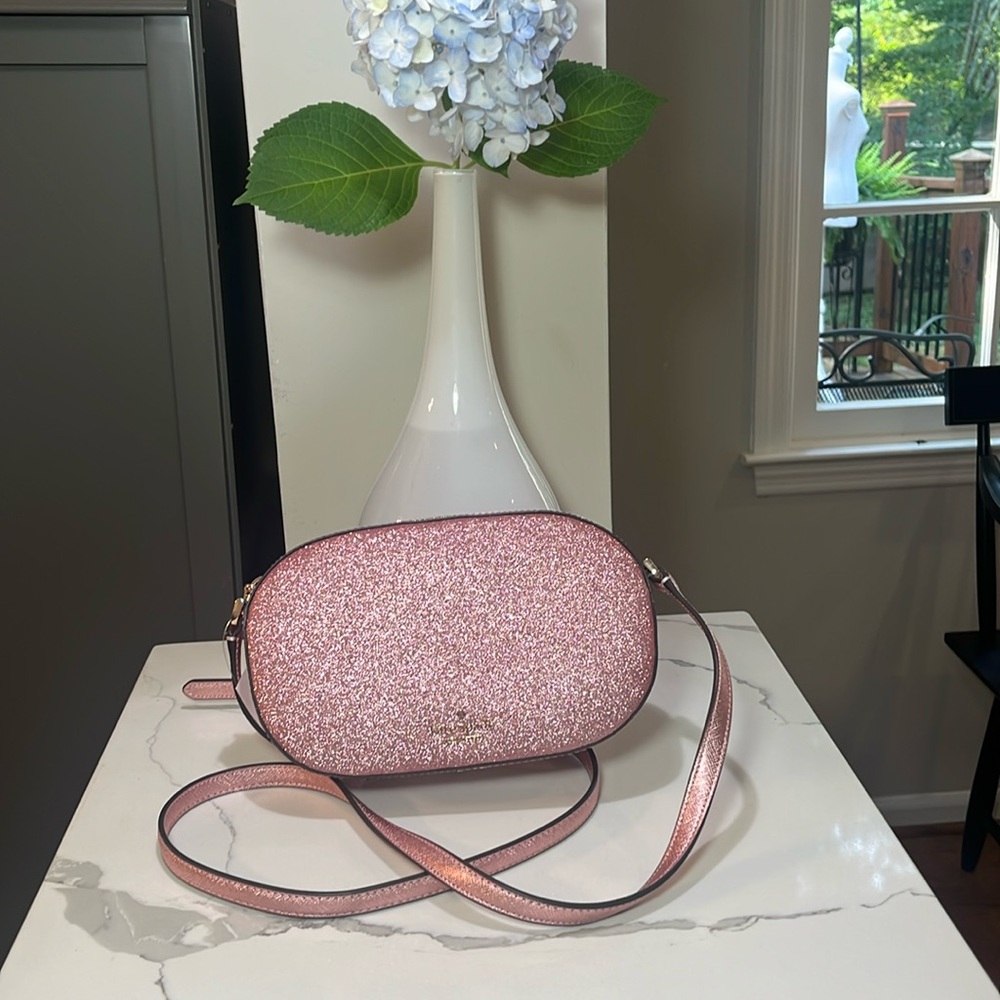 Kate Spade Glimmer Oval Camera Bag in Mitten Pink Crossbody